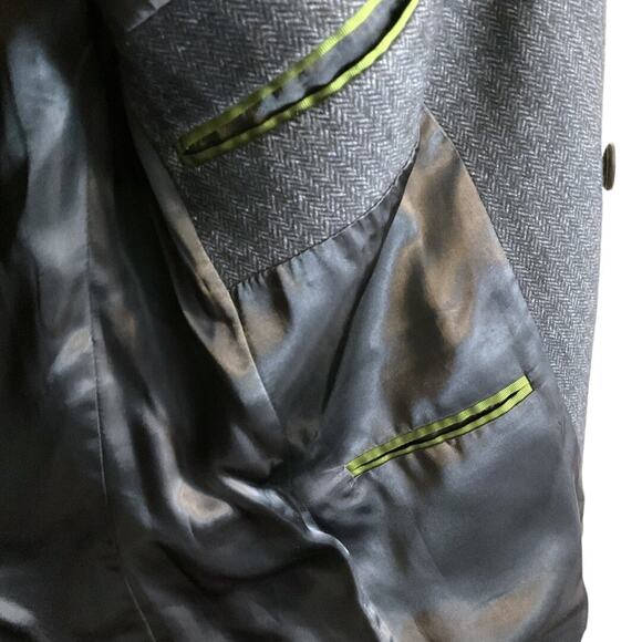 MESSAGERIE Italy Men Blazer US 38 EU 50Grey Herringbone Lana Wool-Read - Picture 16 of 16